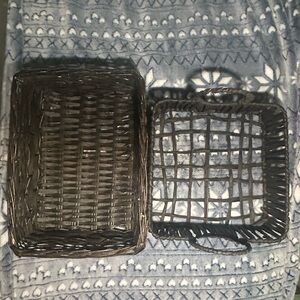 Elegant Dark Wicker Basket Duo